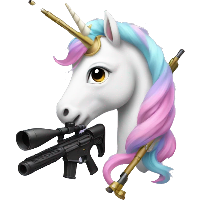 cute unicorn with a sniper emoji