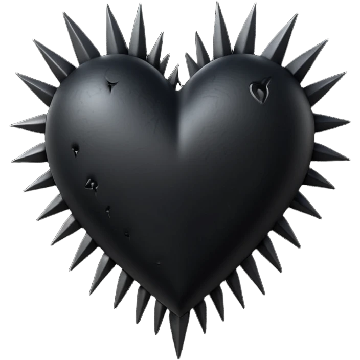 gothic black heart with organic black spikes emoji