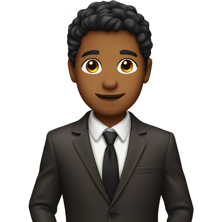 brown boy in a suit with his hand out emoji
