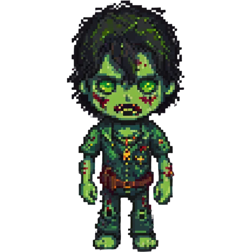 boy zombie with black hair and greenish skin emoji