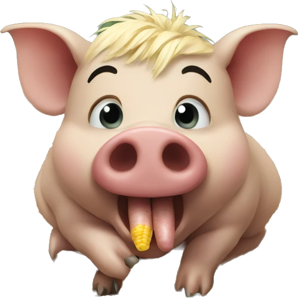 Hog eating corn on the ground emoji