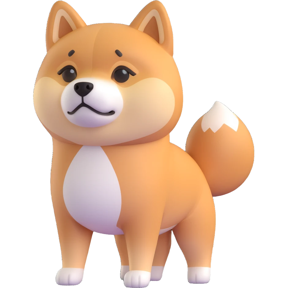 shiba inu standing, sad emoji