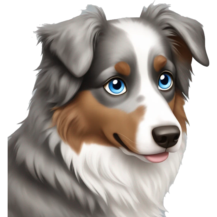 Australian shepherd with a blue eye and brown eye. With gray, black and white hair emoji