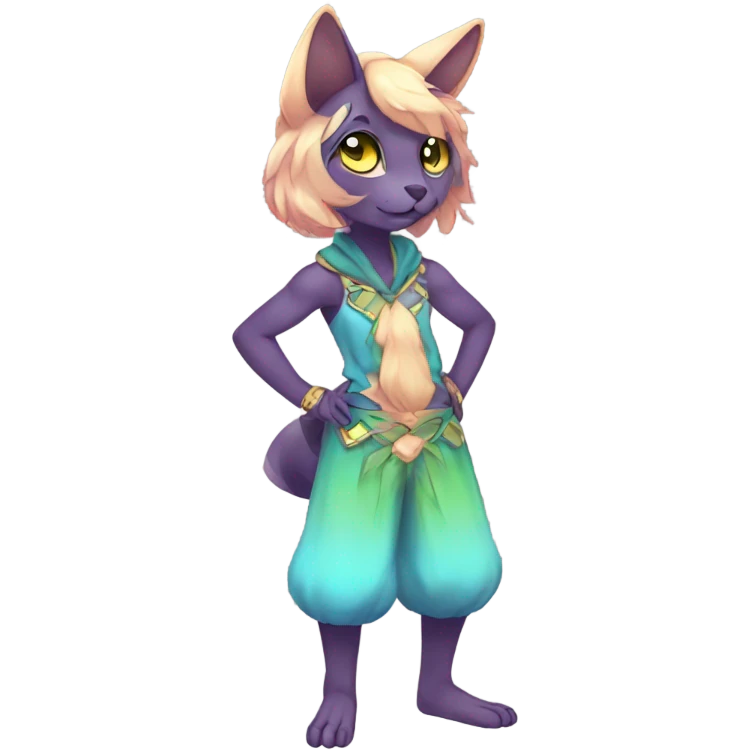 Anthro Sona Colorful Glossy Shiny Fakemon Full Body emoji
