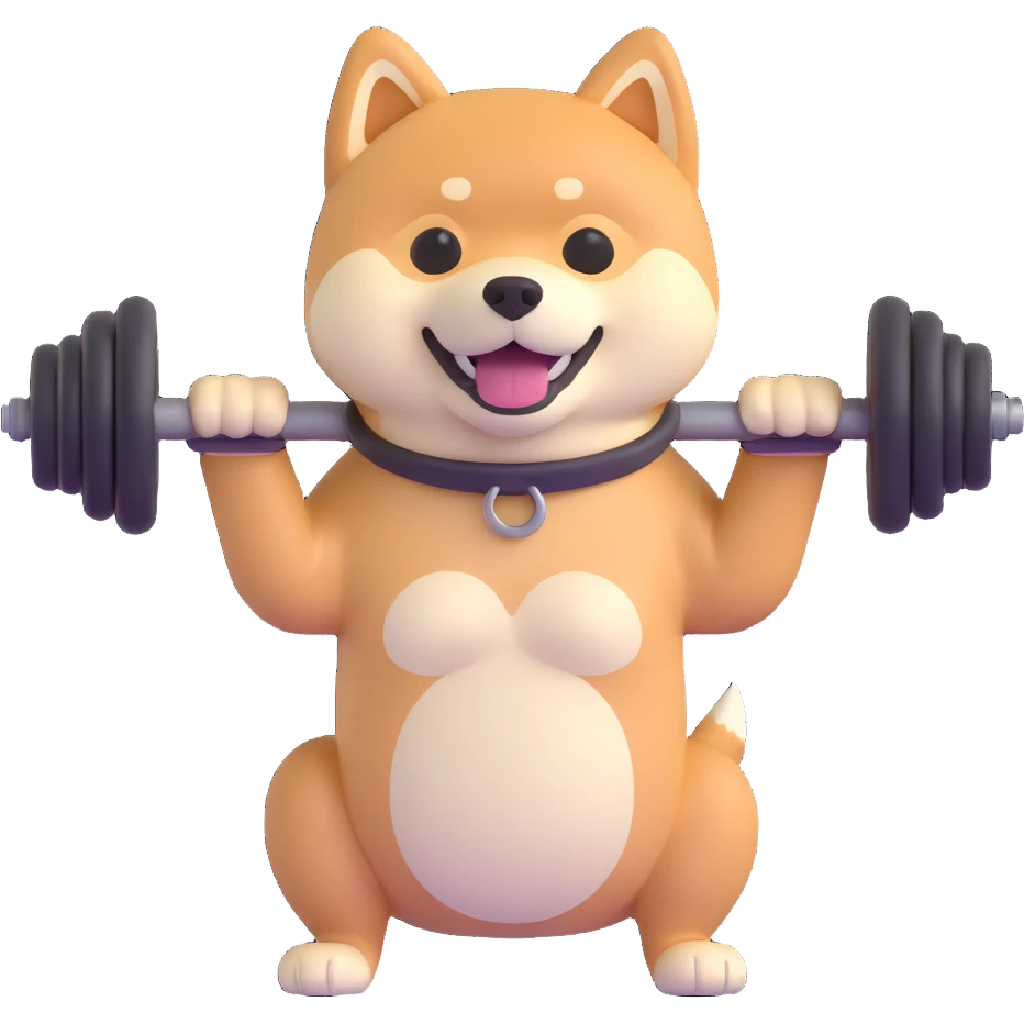 cute shiba inu, lifting weights emoji