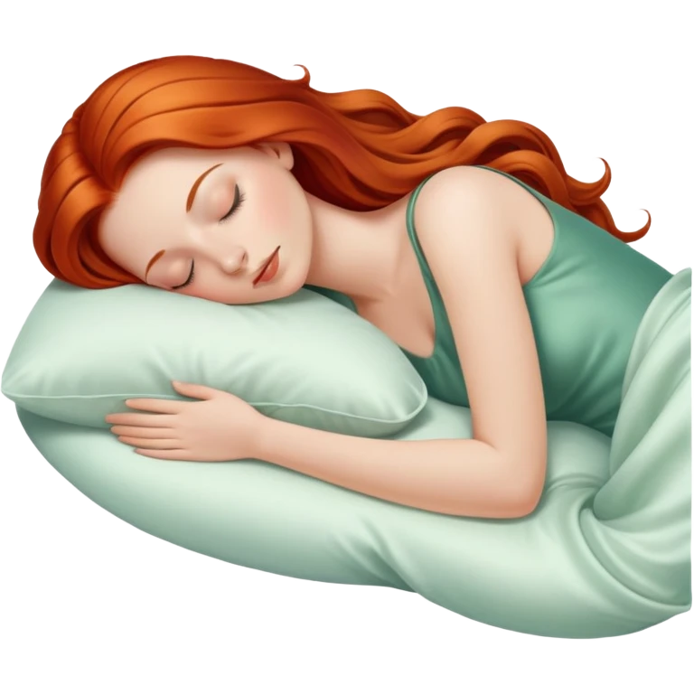 Sleeping beauty redhead white girl with a silk pillow emoji