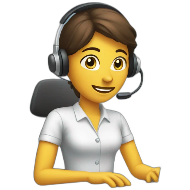 one customer service agent wearing a headset typing on keyboard emoji
