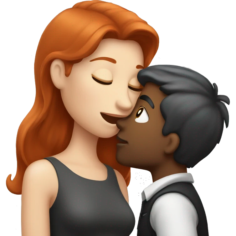 Redhead Girl Kissing silver/black haired man  emoji