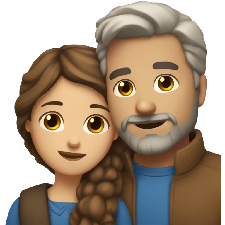 White bearded man with brown hair and blue eyes hugging brown woman with brown hair and brown eyes emoji