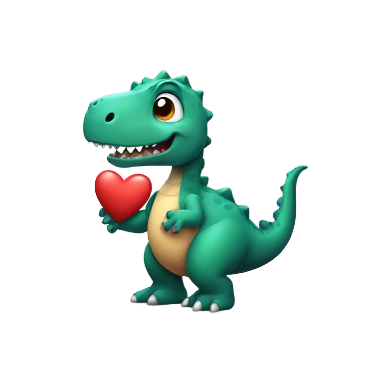 Dinosaur holding heart emoji