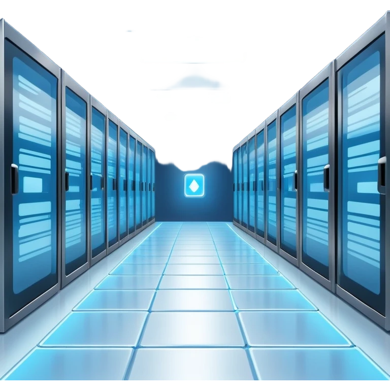 Underground data center with glowing floor panels emoji