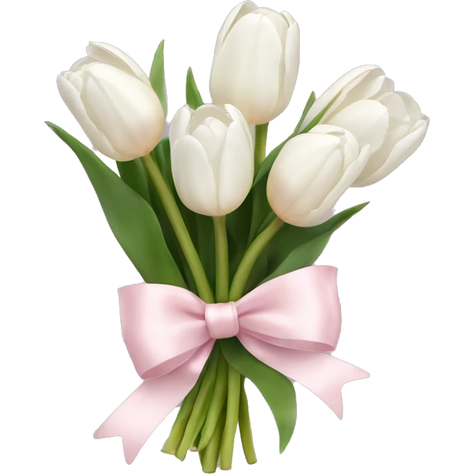 White tulips bouquet with light pink bow  emoji
