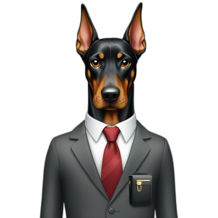 Doberdore dog in tie and with briefcase emoji