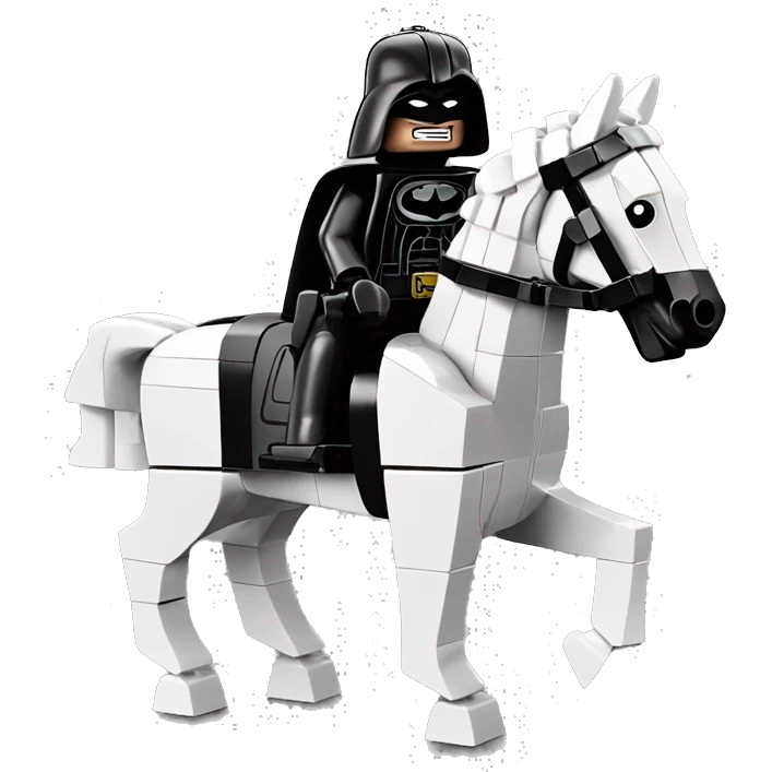 Lego horse with Batman racing against Darth Vader’s horse  emoji