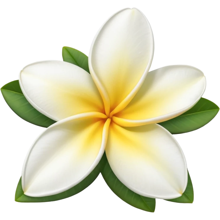 white plumeria flower with soft yellow center, smooth petals, tropical elegant look, gentle lighting, ultra realistic 3D render, isolated on transparent background
 emoji