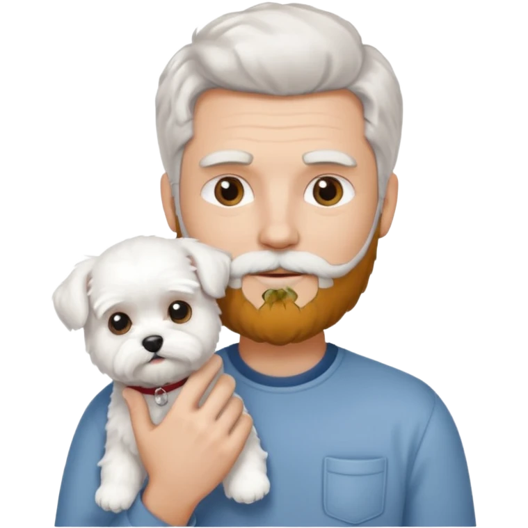 white man salt and pepper hair beard holding a white maltease emoji