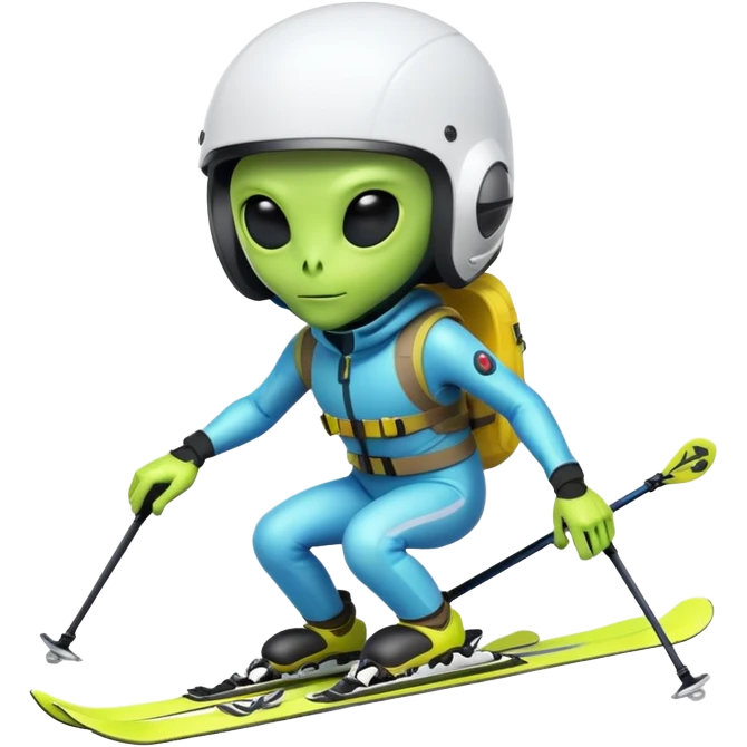 Skiing alien emoji