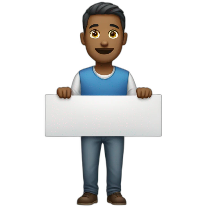 man holding banner emoji