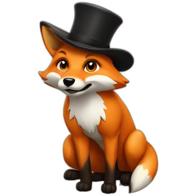 fox with hat and black human moustache emoji