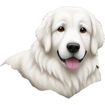 Great Pyrenees laying on a pile of dirt emoji