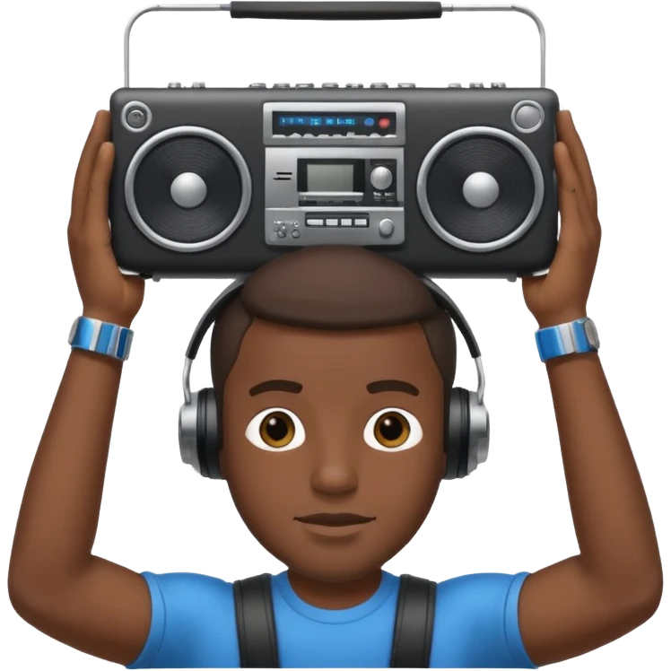 Black guy-holding-boombox-above his head emoji