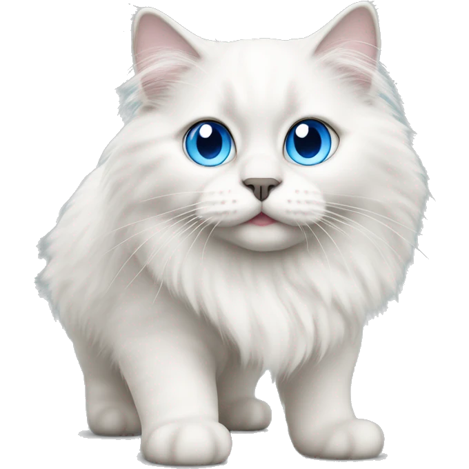 White Ragdoll cat whit blue eyes walking  emoji