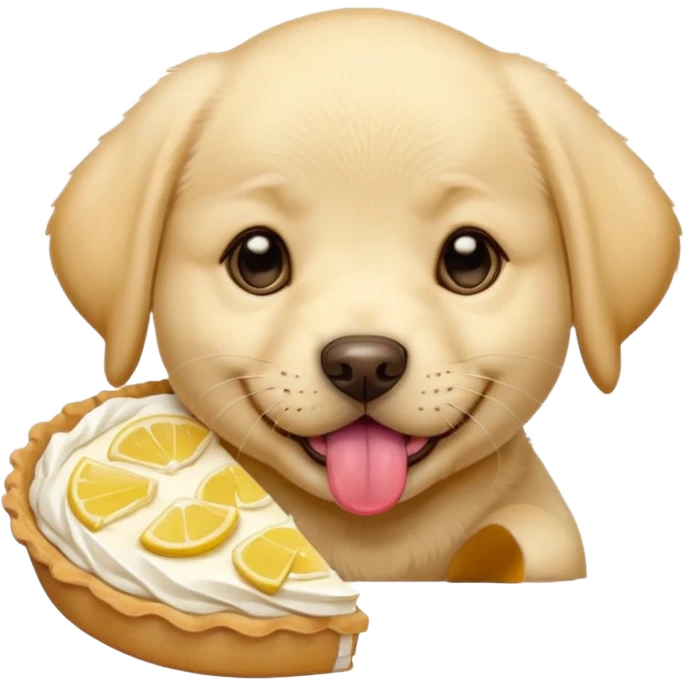 Perro labrador con la lengua fuera y ojos chinitos, cachorro y adorable comiendo, pay de, limón emoji
