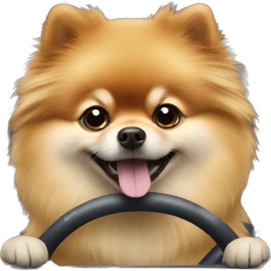 Pomeranian driving emoji