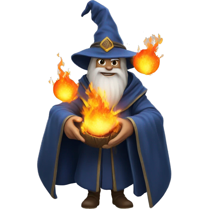 Wizard holding fire balls  emoji