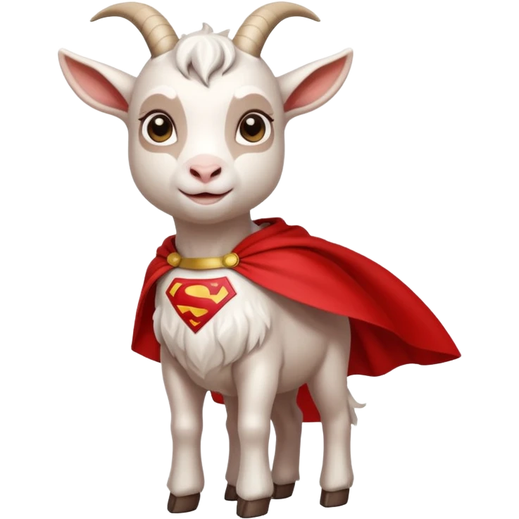 white female goat wearing a read cape like superman emoji