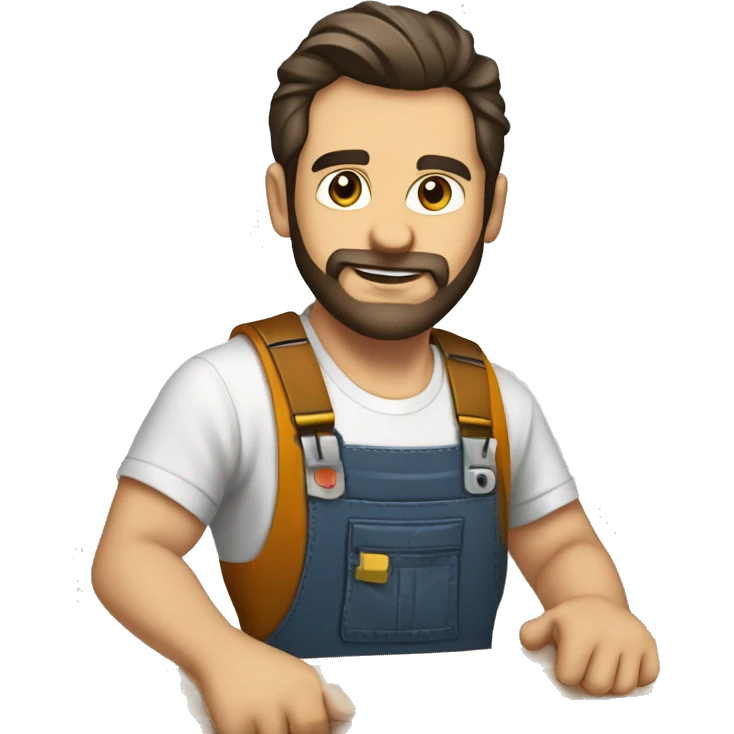 Woodworker with miter saw caucasian dark hair emoji