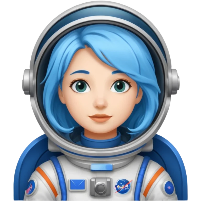 Female astronaut with long blue hair emoji