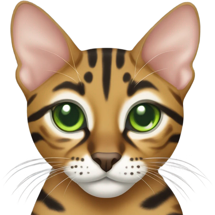 Bengal girl cat with striking green eyes emoji