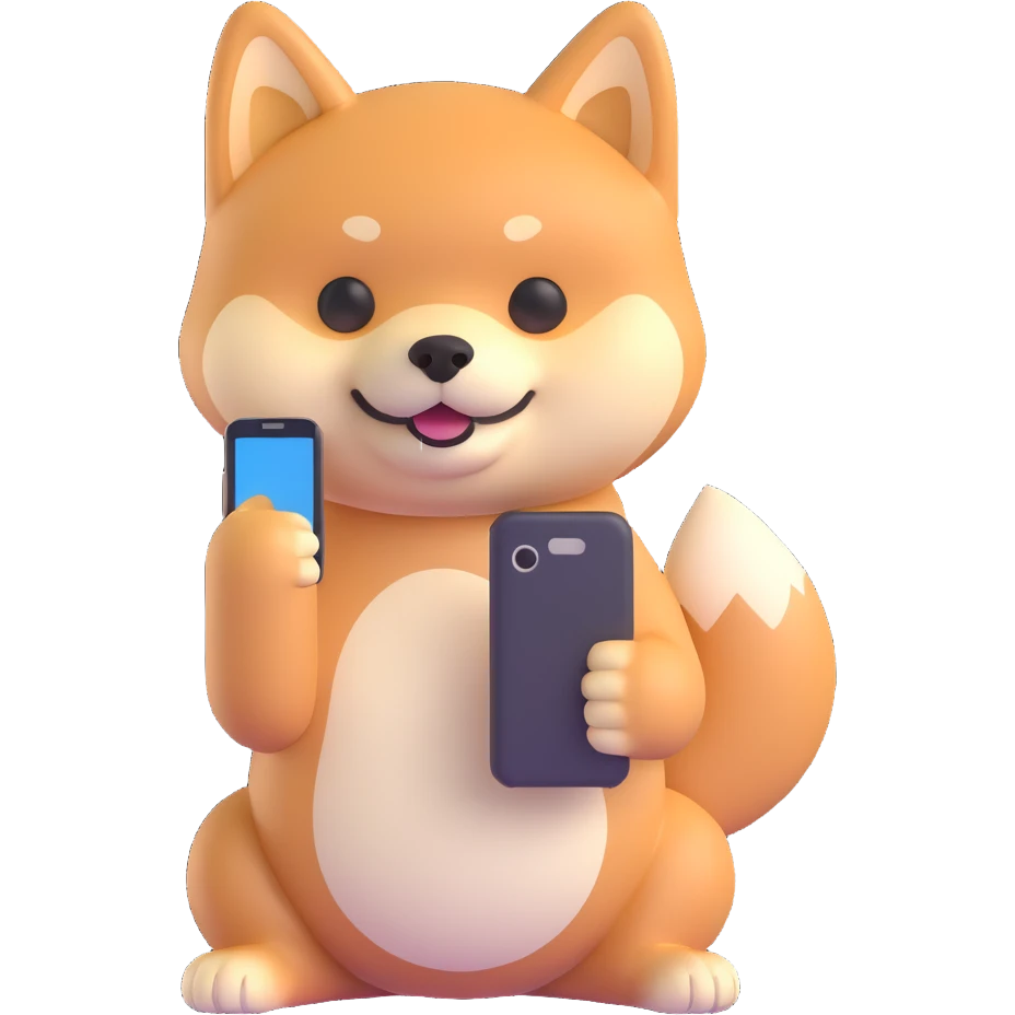 shiba inu holding a phone emoji