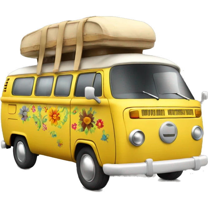 traveling 3d hippie van yellow emoji
