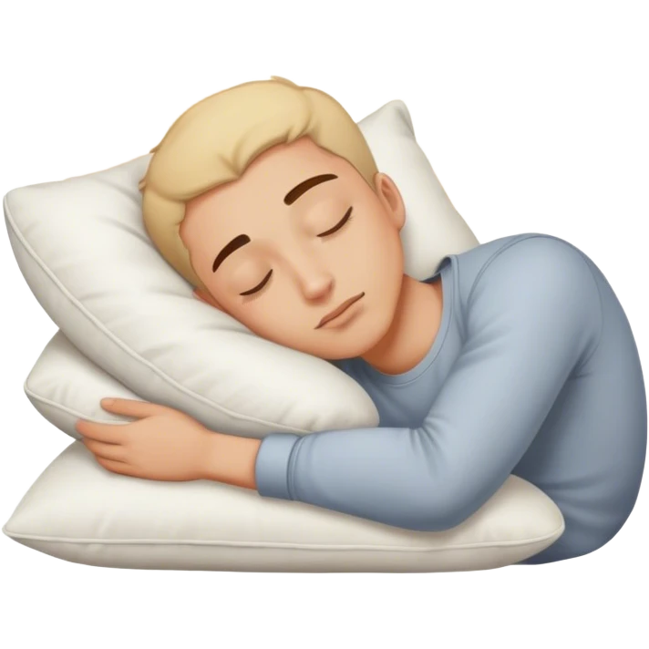 A young man sleeping on a cozy pillow, looking peaceful and relaxed emoji