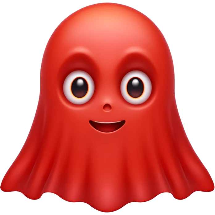 Cute red ghost character with big adorable eyes and a small smile emoji