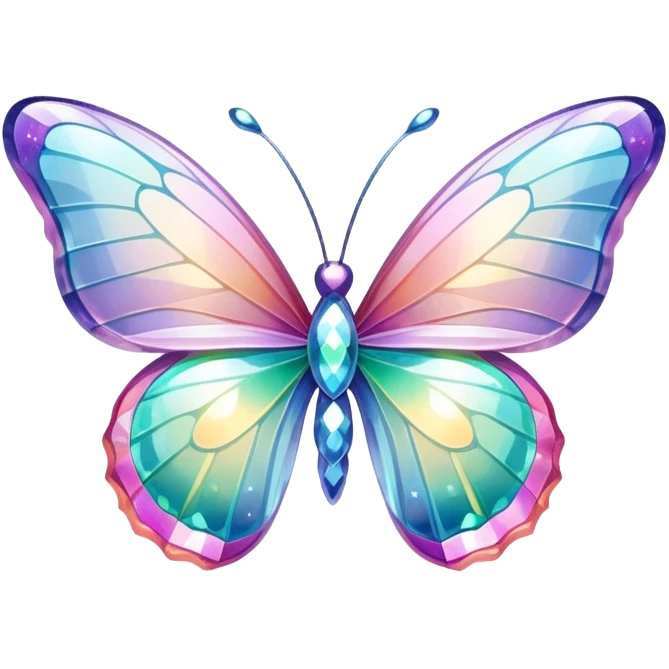 Pastel sparkly glittery iridescent rainbow glass crystal butterfly emoji
