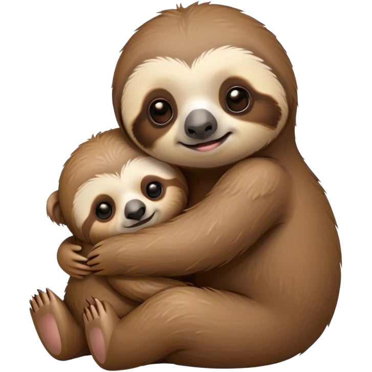 Baby sloth hugging a teddy bear emoji