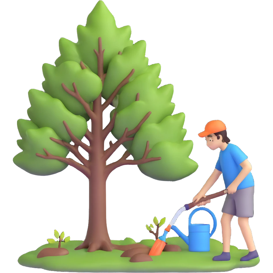 18 year old boy watering a tree emoji