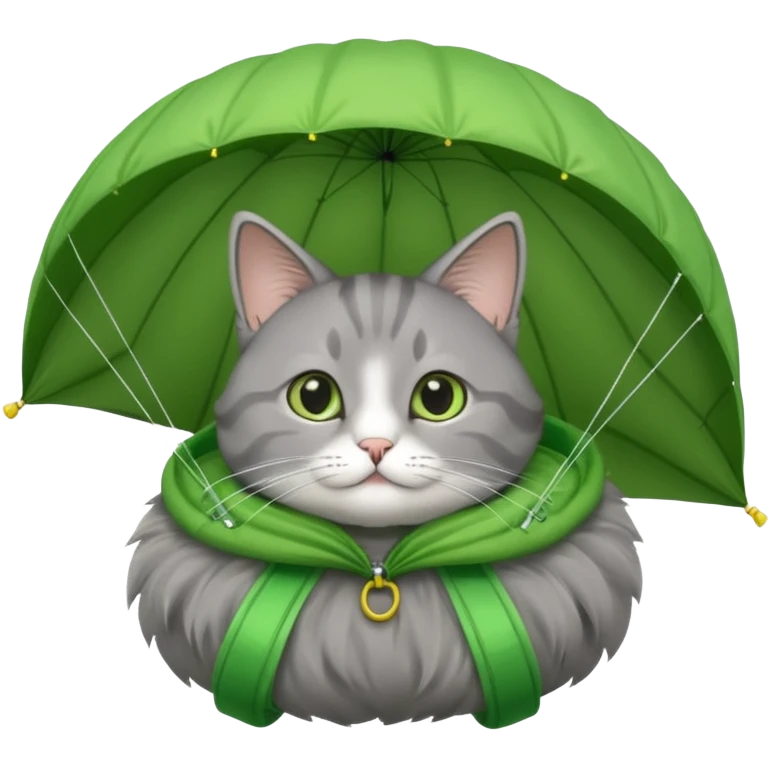 gray cat with green parachute emoji