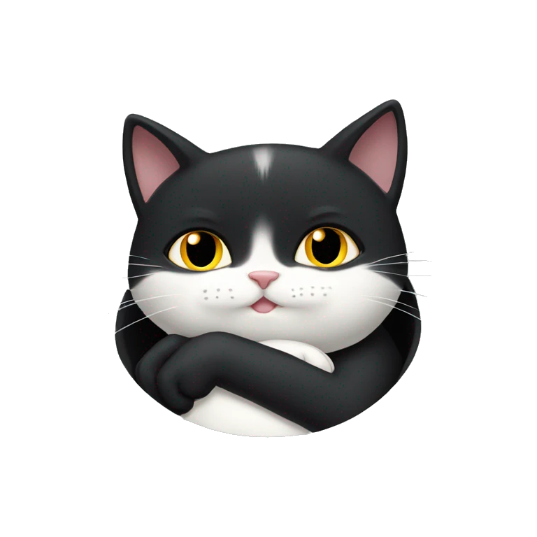Black cat and white cat hug emoji