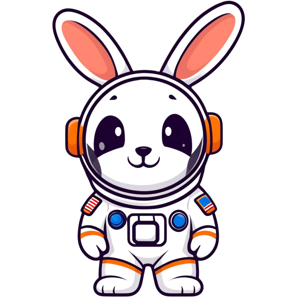 cute hare cosmonaut emoji
