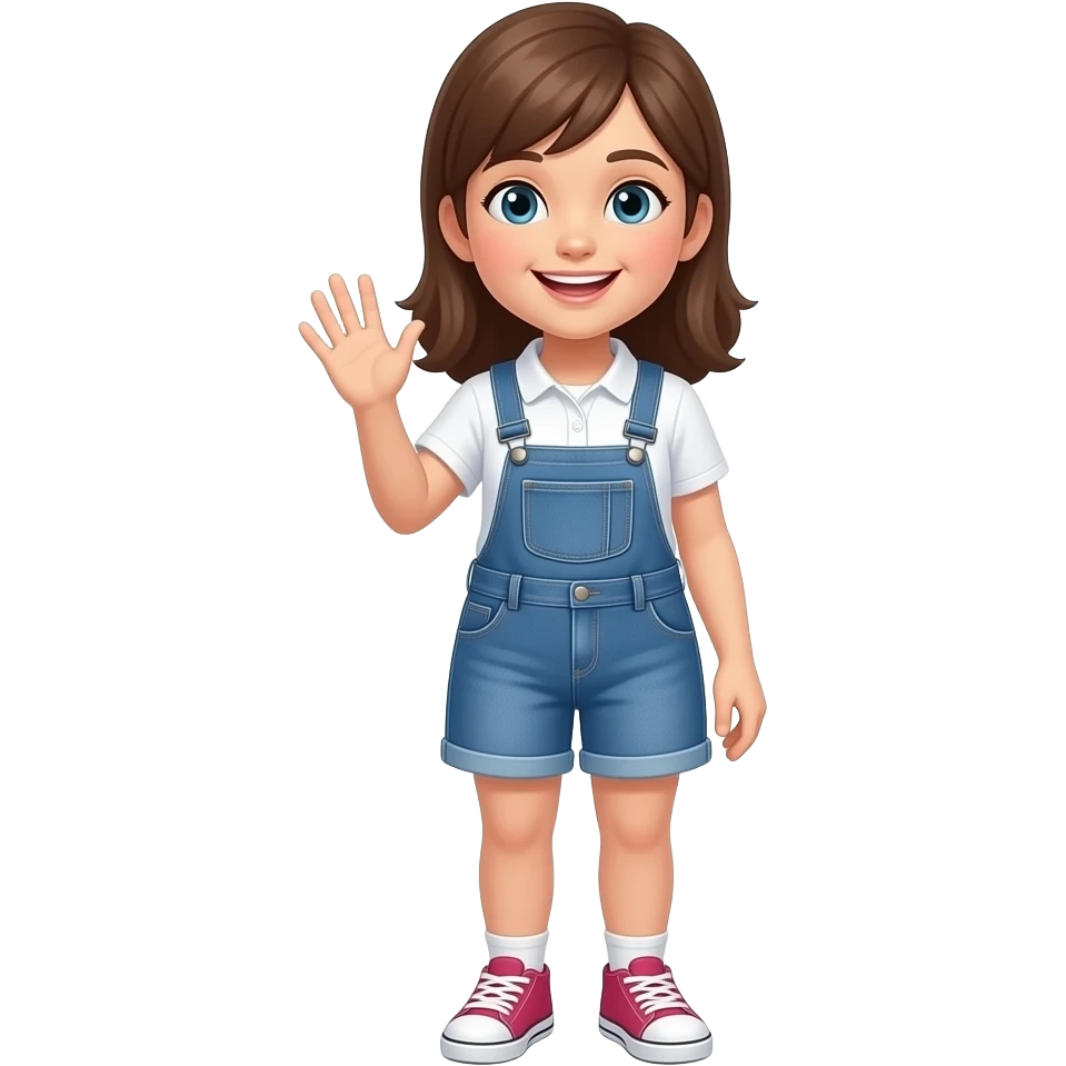 niña diciendo hola con la mano todo el cuerpo emoji