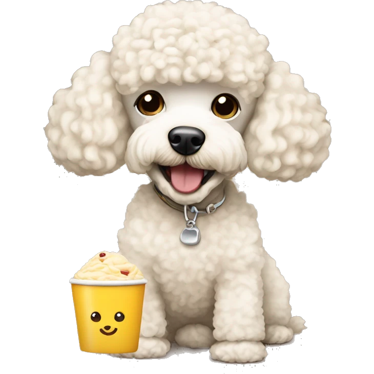 cream mini poodle have breakfast  emoji