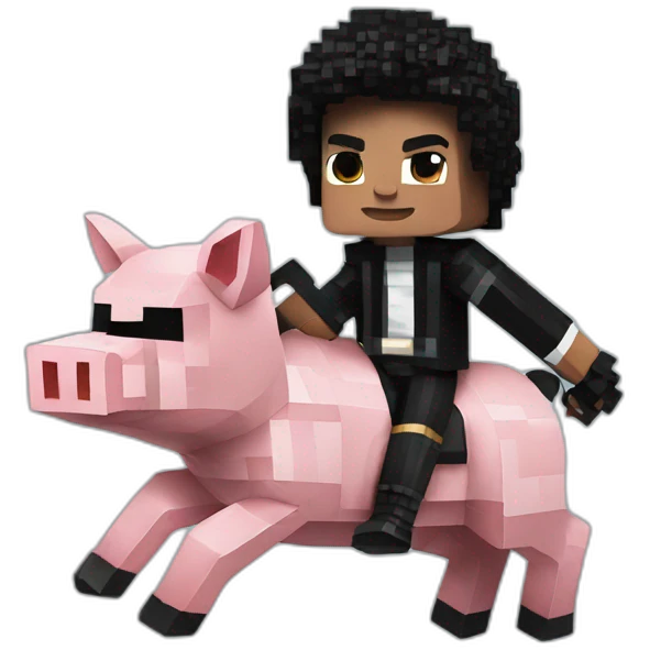 Michael Jackson riding a minecraft pig emoji