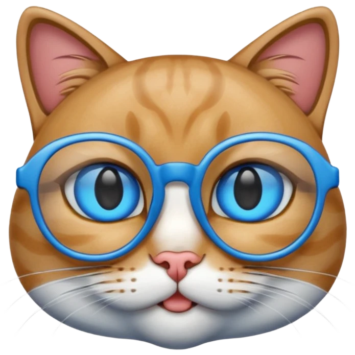 Un gato con lentes azules emoji