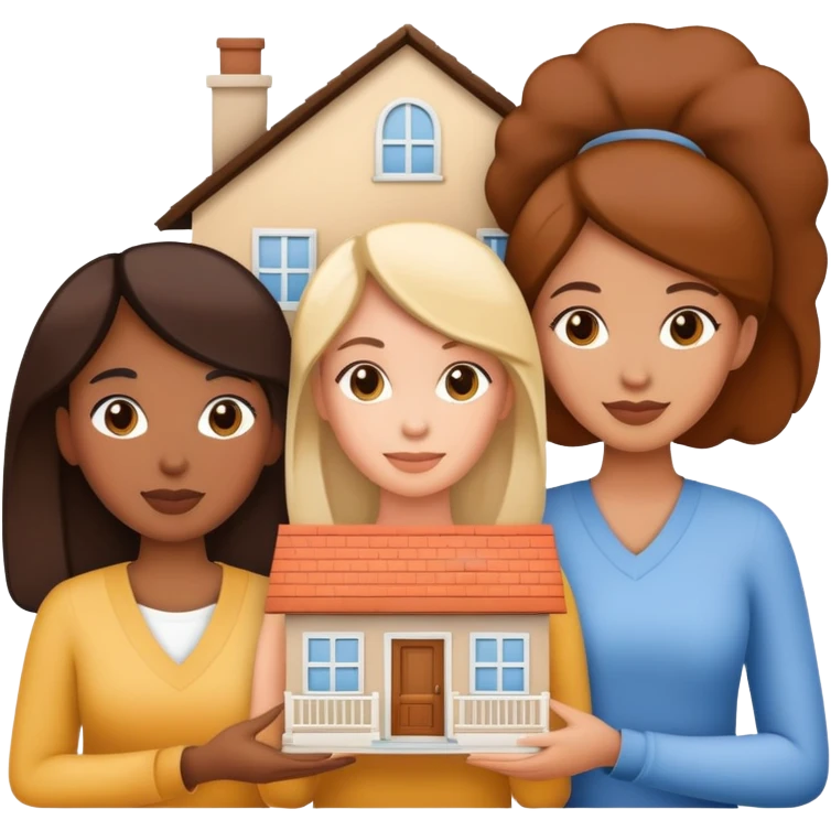 3 women holding a home title emoji