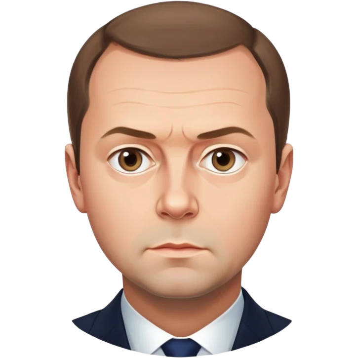Dmitry Medvedev, round face, polished and smooth, realistic facial features, serious expression emoji