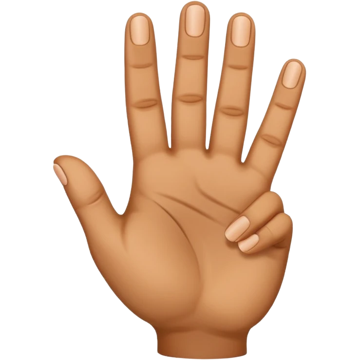 Really can't you follow instructions, I said Hand with 3 straight fingers and one bent towards the palm (the 3rd finger) should be 4 fingers and a thumb with the 3rd finger obviously cured intowards the palm emoji